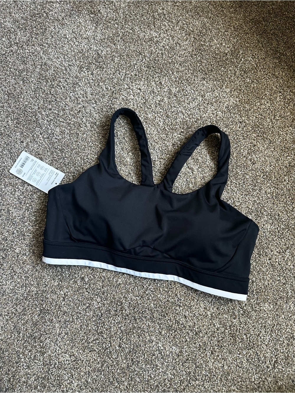 NWT - Athleta Interval Tipped Bra - Large - Black and White
